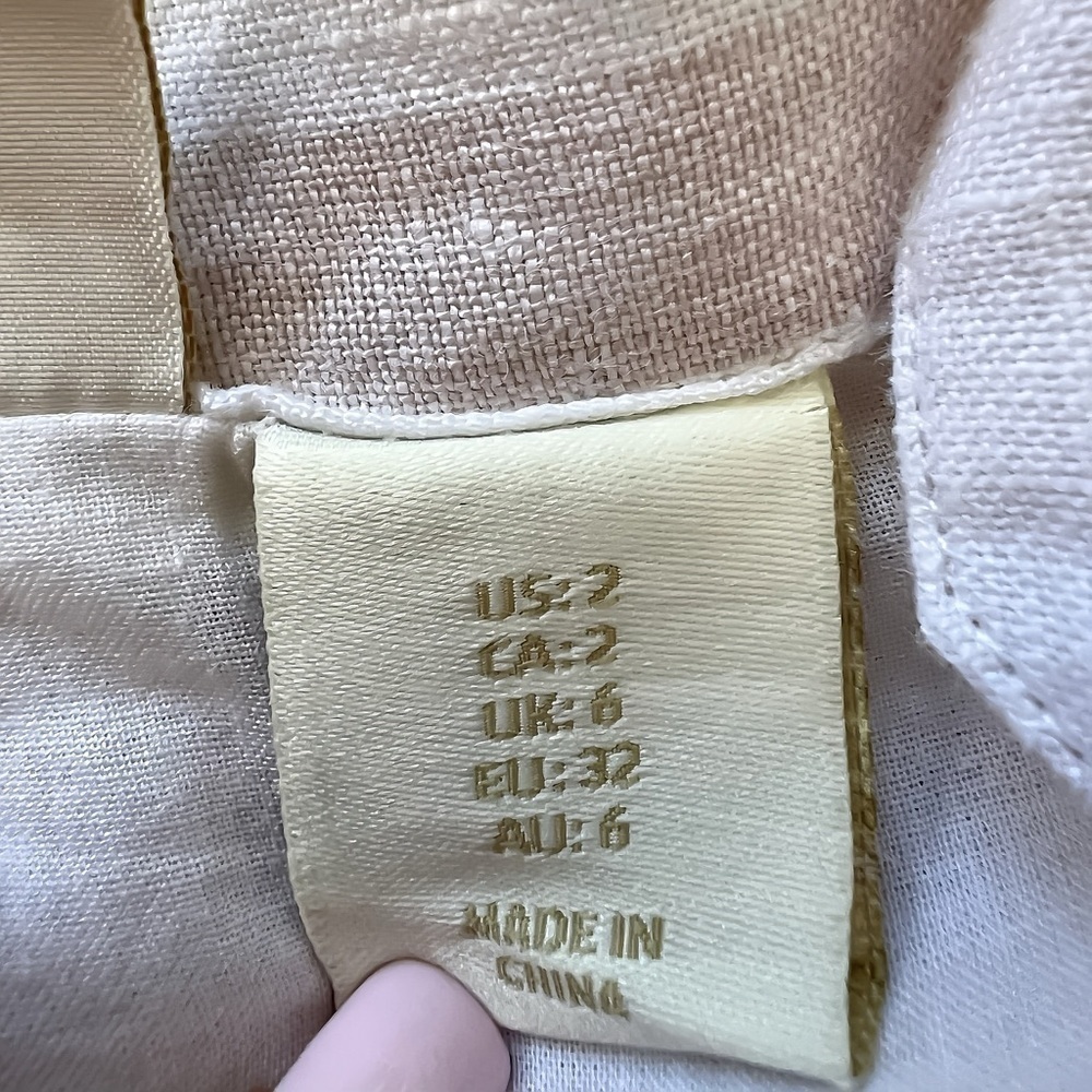 ST Tropez Linen Jumpsuit – Tan/White Stripes – Size 2 – Wide-Leg Capri Style - Picture 4 of 10